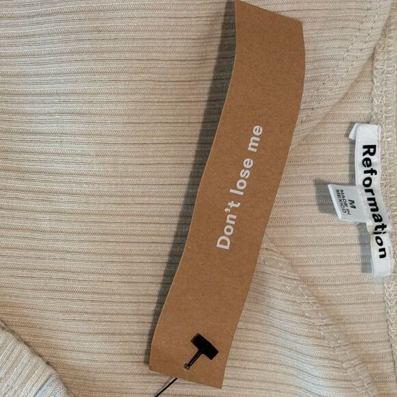 Reformation NWT October Knit Ribbed Long Sleeve Top in Bone Cream M - Picture 7 of 7